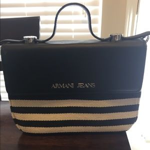 Armani Jeans navy and white purse.